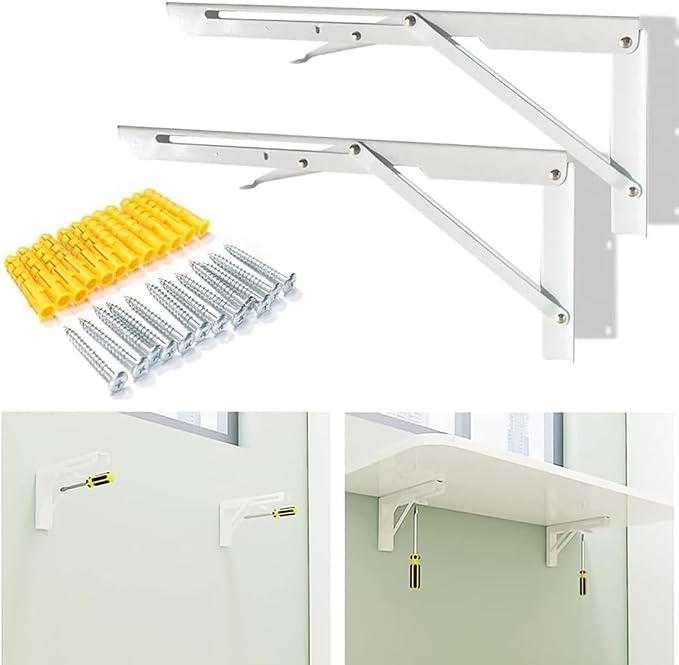 Laundry Floating Folding Table, Wood Wall Mounted Table, Bracket Heavy Duty - Image 5