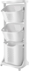 Laundry Basket 3 Tier Sorter Clothes Storage Hampe Organizer Shelf Rolling by Unknown