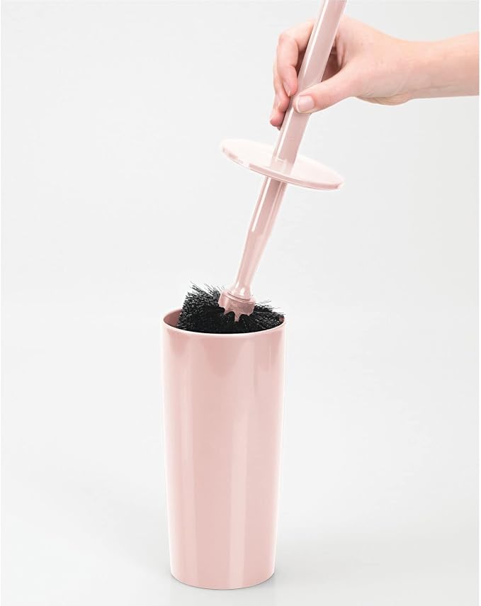 mDesign Slim Plastic Toilet Bowl Brush and Holder Set, Modern Compact Storage - Image 5