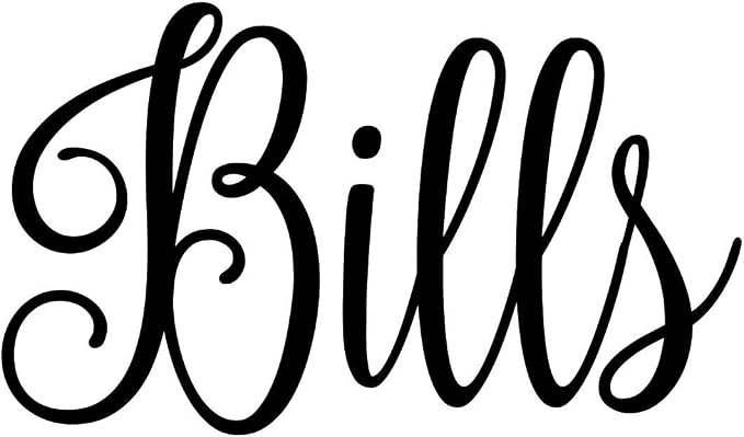 Bills 3.5w x 2h Label | Home Kitchen Organization | Die Cut Vinyl Decal | Black by MinglewoodTrading
