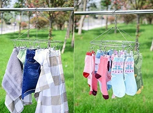 Folding Sock Dryer with 52 Peg, Stainless Steel Swivel Drying Rack Windproof - Image 7