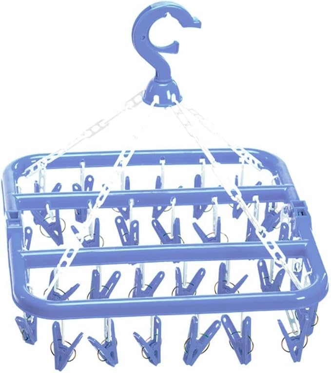 Strong Steel Spring 360-degree Rotating Hook Foldable Sock Drying Rack Random by SOESFOUFU