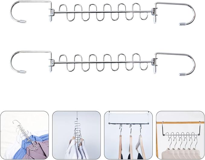 Multi-Hole Metal Clothes Hangers 2Pcs Foldable Clothes Drying Rack Space-Saving - Image 5