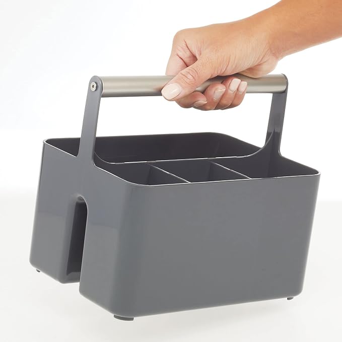 mDesign Plastic Shower Caddy Storage Organizer Utility Tote, Divided Basket Bin - Image 5