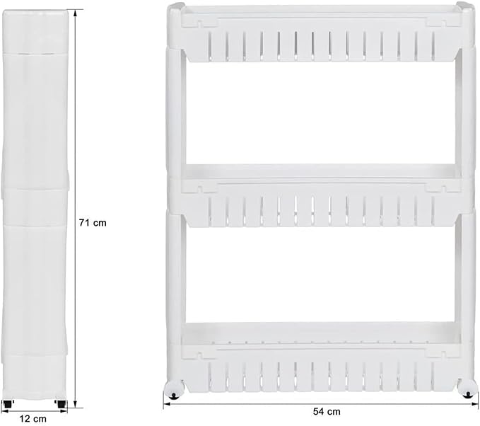3-Tier Slide Out Storage Trolley, Storage Shelf, Moving Wall Cabinets Tower - Image 4