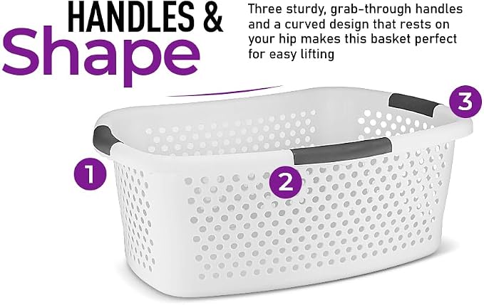 Superio Perforated Plastic Laundry Basket, 54 Liter, Dotted Design - Image 3