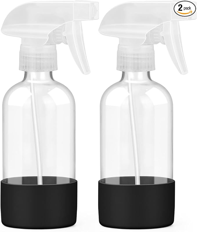 2 Pack Glass Spray Bottles 8 oz, Empty Refillable Containers by Worldgsb