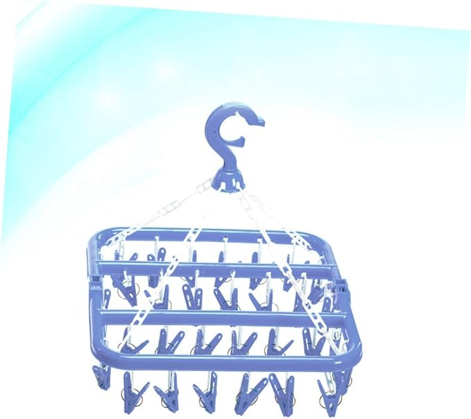 Laundry Drying Rack 32 Clips Plastic Hanger Folding - Image 2