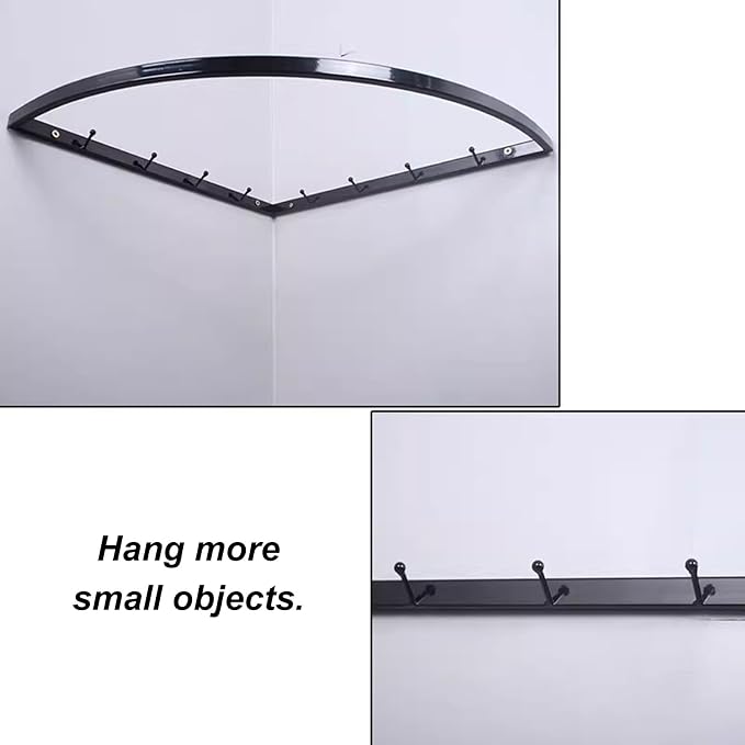 Iron Clothes Hanging Bar for Corner, Wall Mount Garment Clothing Storage Rack - Image 5