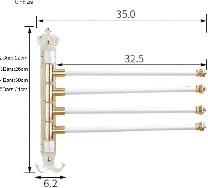 Antique White Swivel Towel Rack Bar Rails - Image 2