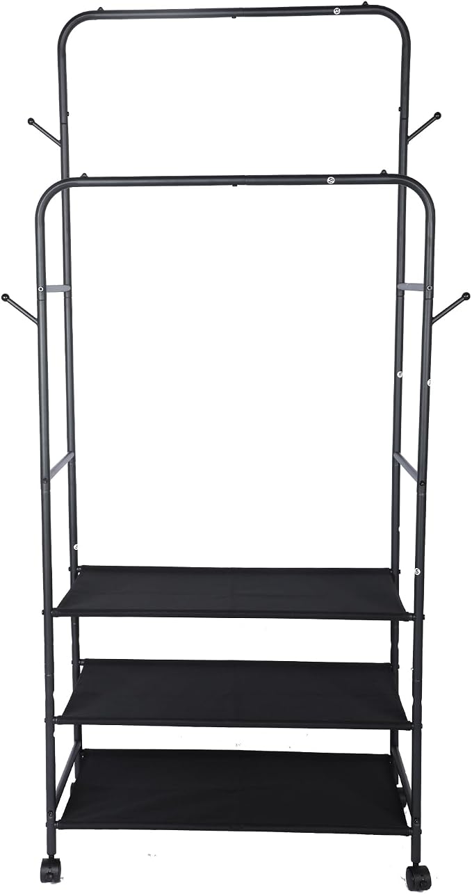 Whitmor Double Rod Clothes Rack: Metal Rolling Clothing Racks - Image 2