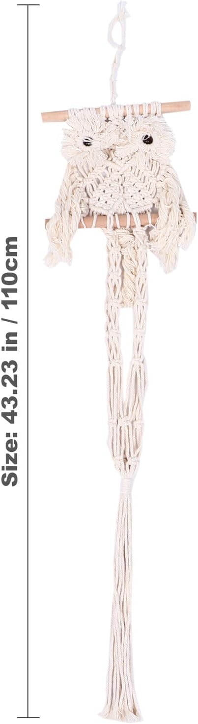 Nordic Style Hand-Knitted Macrame Owl Plant Hanger Basket - Image 2