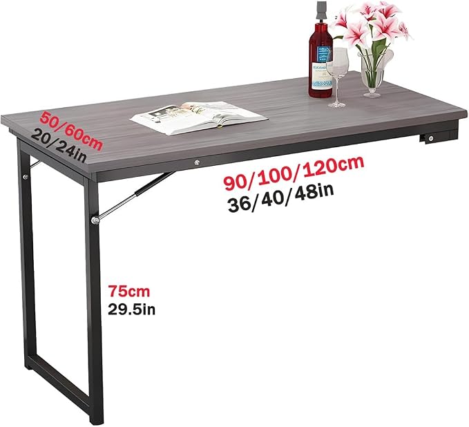 40" x 20" Wall Mounted Folding Desk Laundry Folding Table, Flip-up Dining Table - Image 2