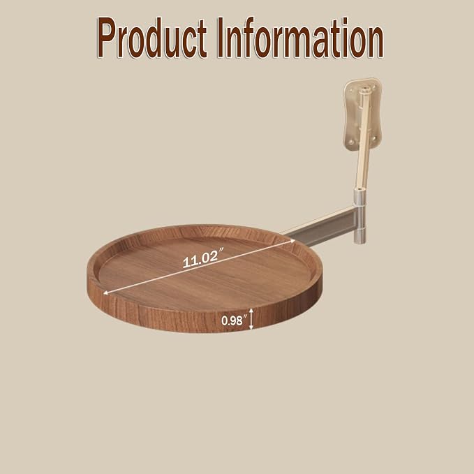 Folding Table Wall Mounted Small Round Tray, Wall Mounted Floating, - Image 2