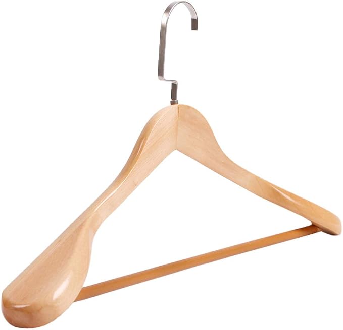 Heavy Duty Extra Wide Hanger Solid Wood Non-Slip Wide Hanger by HEMOTON
