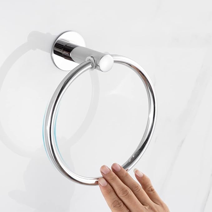 Stainless Steel Bathroom Towel Bar, Wall Mount Towels Storage Holder, Round - Image 5