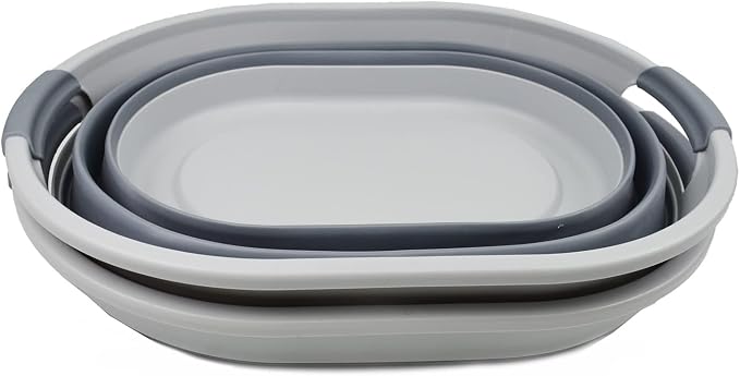 SAMMART 28L Oval Collapsible Plastic Laundry Basket - Image 3