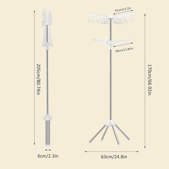 SUYU Clothes Drying Rack, Folding Clothes Drying Tree, 2 Layer - Image 7