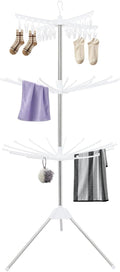 3-Tier Foldable Clothes Drying Rack, Rotating Clothing Rack w/Three-Legged Base by Headery