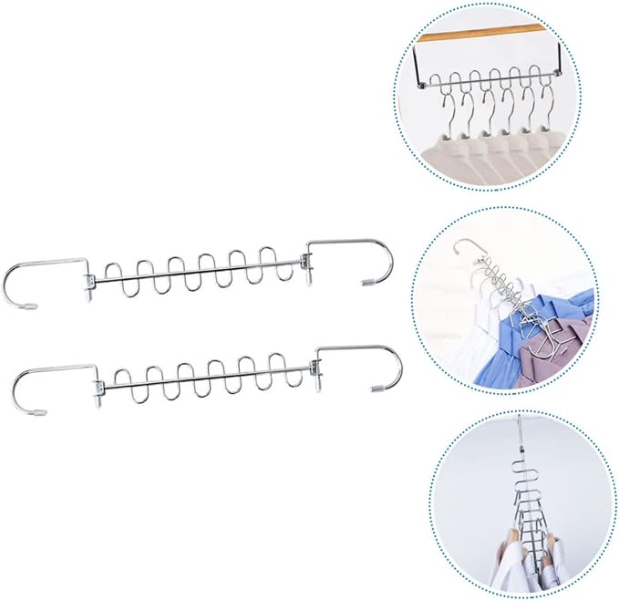 Healifty 2sets Multi Hole Clothes Drying Rack Storage Hangers Folding Clothes - Image 2