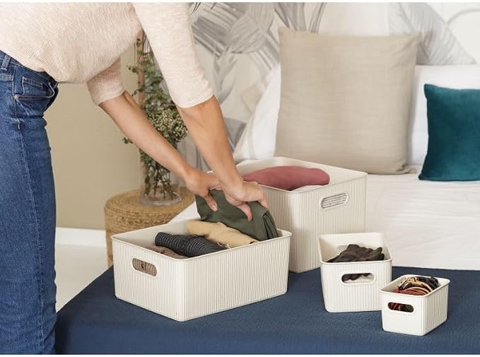 Superio Eco-Friendly Decorative Plastic Basket Open Home Storage Bins Organizer - Image 9