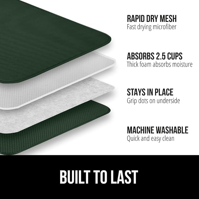 GORILLA GRIP Ultra Water Absorbent Microfiber Dish Drying Mat 2 PK, Quick Dry - Image 2
