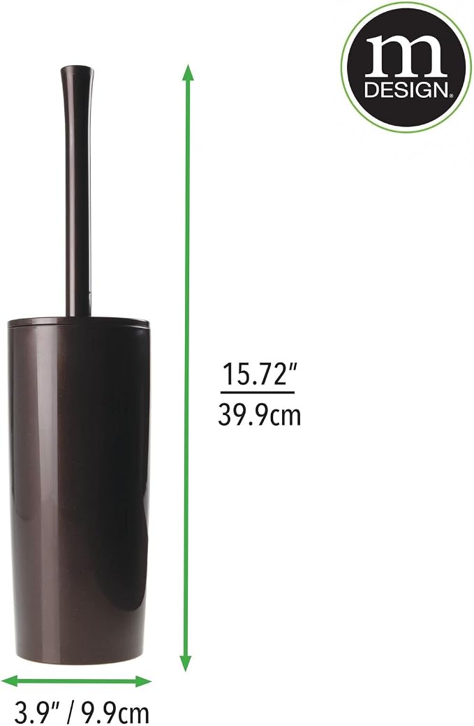 mDesign Slim Plastic Toilet Bowl Brush and Holder Set, Modern Compact Storage - Image 6