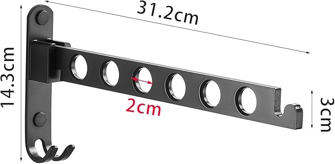JOOM Retractable Folding Wall Mounted Clothes Hanger Rack Clothes Storage - Image 2