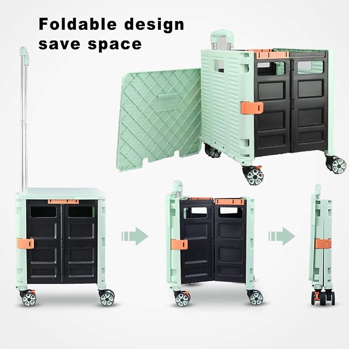 Foldable Utility Cart Folding Portable Rolling Crate Handcart Shopping Trolley - Image 4