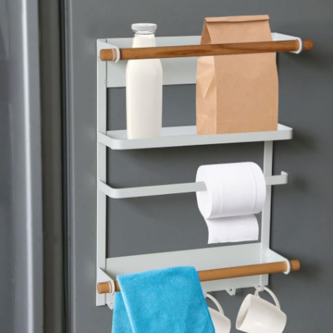 Magnet Fridge Shelf Paper Towel Roll Holder Household Decorative Storage Rack - Image 4