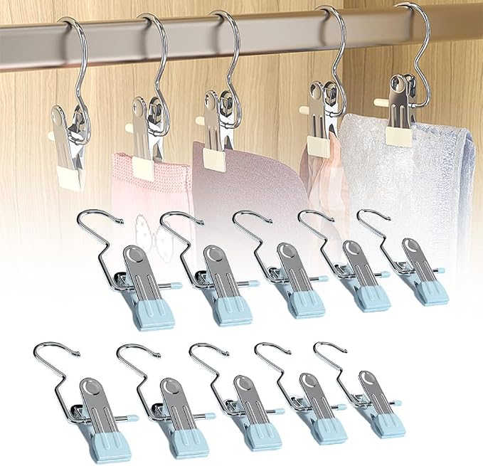 50 PCS Stainless Steel Laundry Hanging Hooks Clips, Anti-Rust Clip Space-Saving by Drkicsy