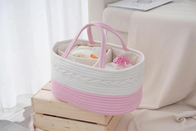 Cotton Rope Diaper Caddy Organizer, Nursery Storage Bin and Car Organizer - Image 3