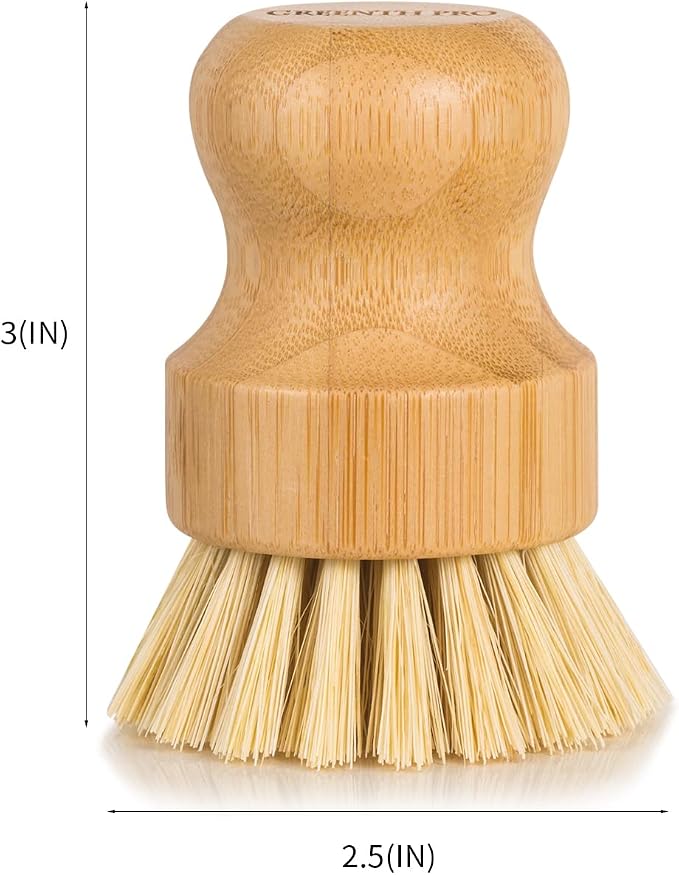 Bamboo Dish Brush-2 Pack Nature Sisal Scrubber Brush - Image 2