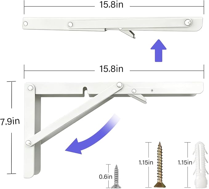 Heavy Duty Folding Shelf Brackets 16 Inch 4-Pack, Collapsible Wall Mounted - Image 2