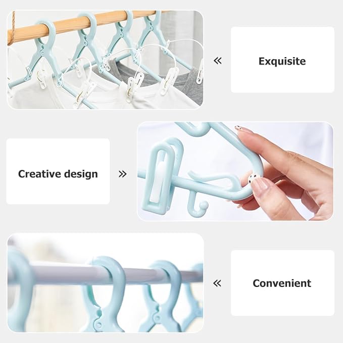 Windproof Clothes Hangers Set of 5 Thick Plastic Non-Slip Cloth Organizer - Image 3
