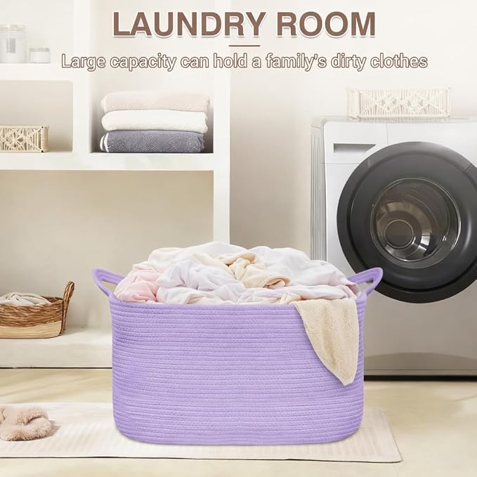 YOUDENOVA Nursery Storage Basket，21.6''×14.9''×11.8'' Rectangle Cotton Rope - Image 5