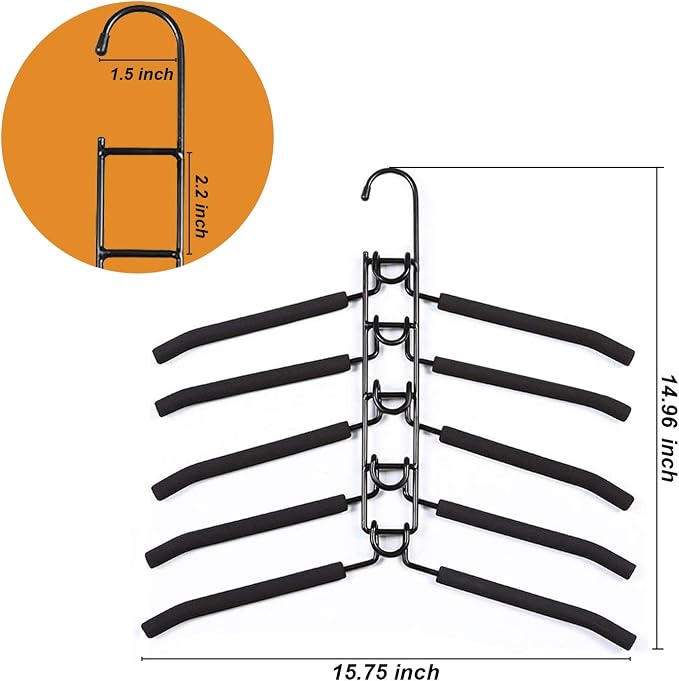Clothes Hangers Space Saving: 4 Pack 5 in 1 Multi Layer Metal Hanger Racks - Image 6