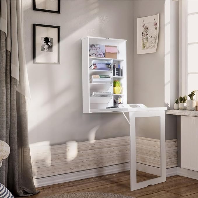 Wall Mounted Wall Desk, Wood Laundry Folding Table - Image 6