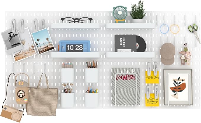 8-Pack 22"x44" Plastic Pegboard Panels Durable Modular Organizer Boards by RIVTUNTOOLS
