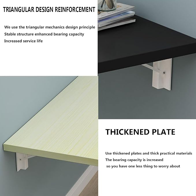 RUANLOV Heavy Duty Wall Mounted Folding Table, Wall Mounted Desk, Drop Down - Image 4