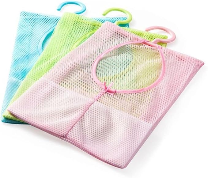 2pcs Bathroom Organizer Mesh Laundry Bag Shower Basket Clothesline Hanger Dry - Image 5