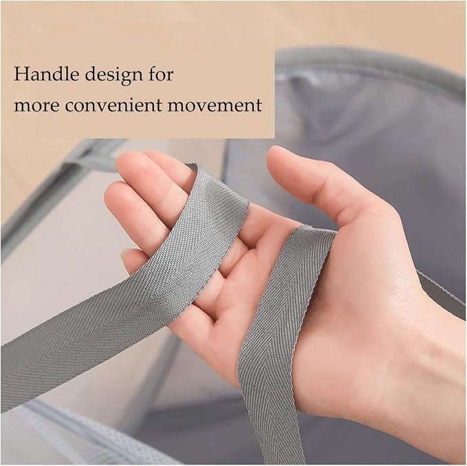 Mesh Laundry Hamper Basket, Sturdy 3 Compartments Laundry Basket, Foldable Pop - Image 4