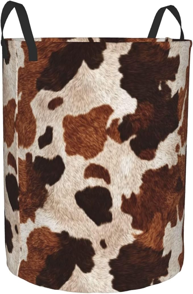 Cow Fur Print Laundry Basket Storage Bin Foldable Laundry Hamper Clothes - Image 2