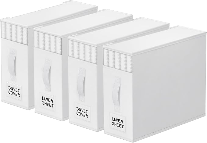4 Pack Bed Sheet Closet Organizers and Storage, Sturdy Foldable Storage by StorageTastic