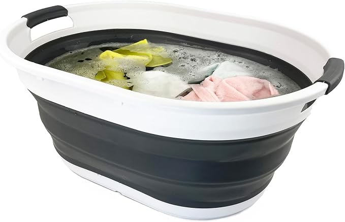 SAMMART Collapsible Plastic Oval Laundry Basket by SAMMART