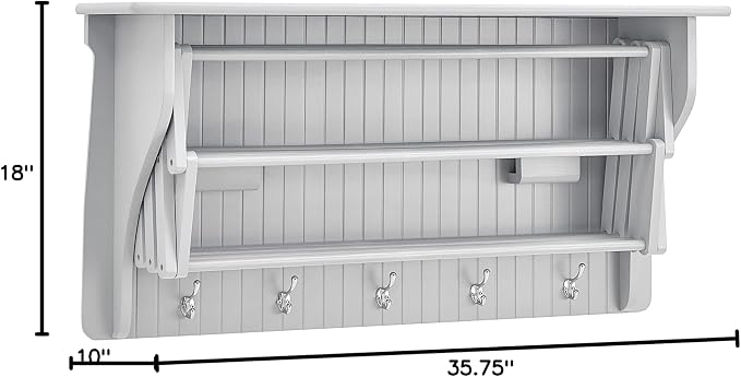 Danya B Accordion Clothes Drying Rack, Retractable, Wall Mounted Towel Rack and - Image 7