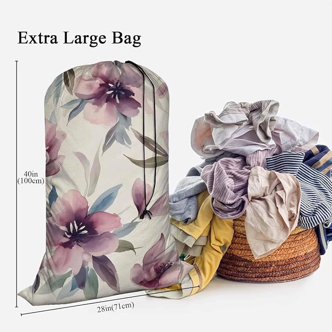 Swono Watercolor Floral Extra Large Laundry Bag - Image 3