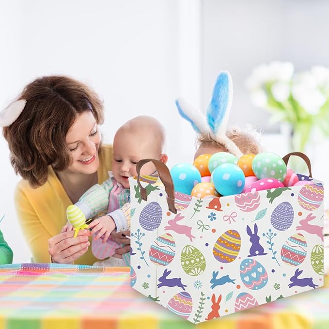 FXOLCSHE Rectangular Easter basket, Nursery Hamper, Collapsible waterproof baby - Image 2