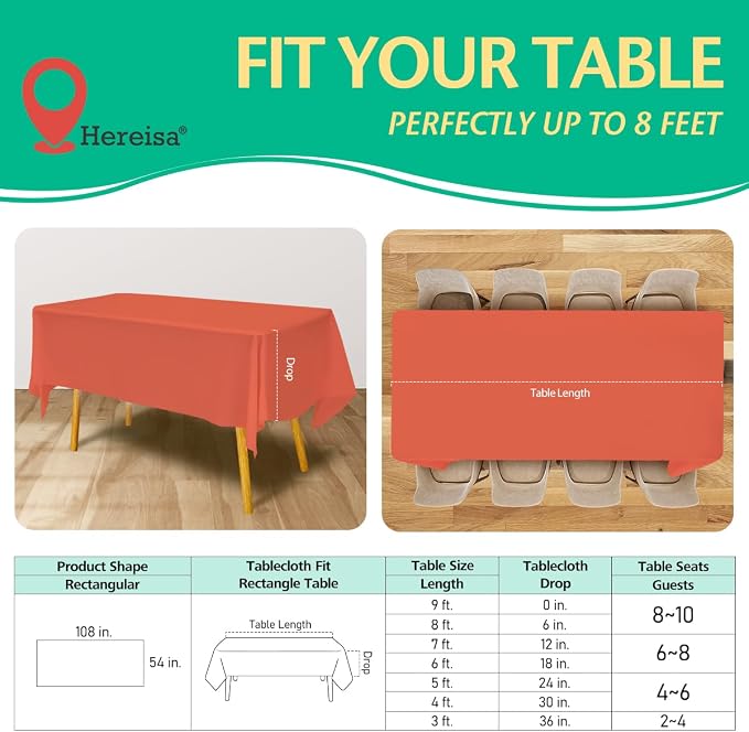 Disposable Coral Plastic Tablecloth 54x108 Inch, 10-Count Waterproof Rectangle - Image 2