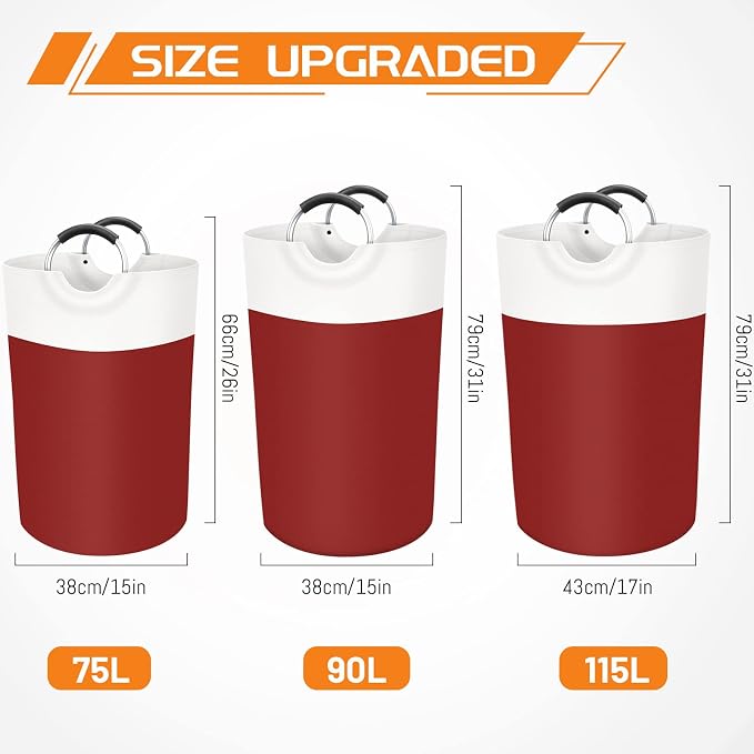 BlissTotes 115L Laundry Basket, Freestanding Laundry Hamper, Collapsible Dirty - Image 2